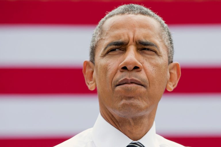 President Obama pauses while speaking about the economy at the Turner-Fairbank Highway Research Center in McLean, Va., Tuesday. (AP/Jacquelyn Martin)