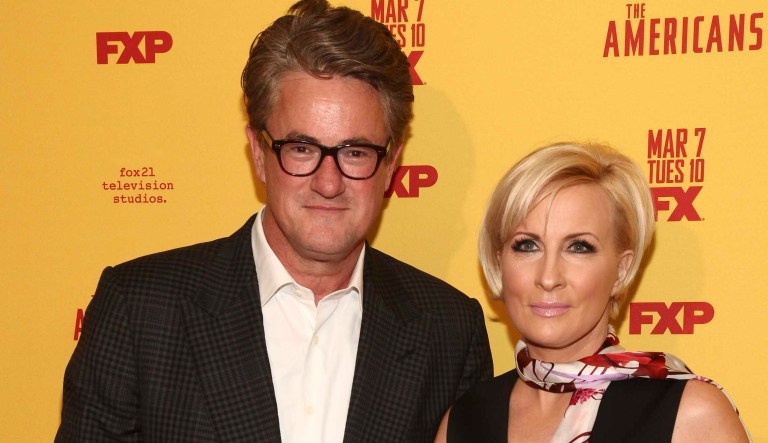 Joe Scarborough made the comment after the show's co-host, Mika Brzezinski, teased the next segment on Trump's meeting with Pope Francis. (Photo by Andy Kropa/Invision/AP)