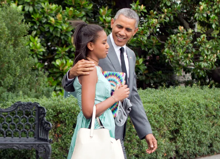 President Obama with his daughter Sasha, Friday, before traveling to New York to attend a DNC fundraiser and stay overnight to spend time with both his daughters. (AP Photo/Pablo Martinez Monsivais)