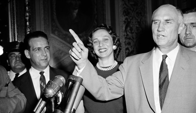 Sen. Strom Thurmond, D-S.C., filibustered the Civil Rights Act of 1957 for 24 hours and 18 minutes. (AP Photo/William J. Smith)