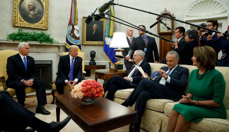 If he really thinks he can make a better deal with Democrats and get anything done after that, President Trump is in for a very rude awakening. (AP Photo/Evan Vucci)