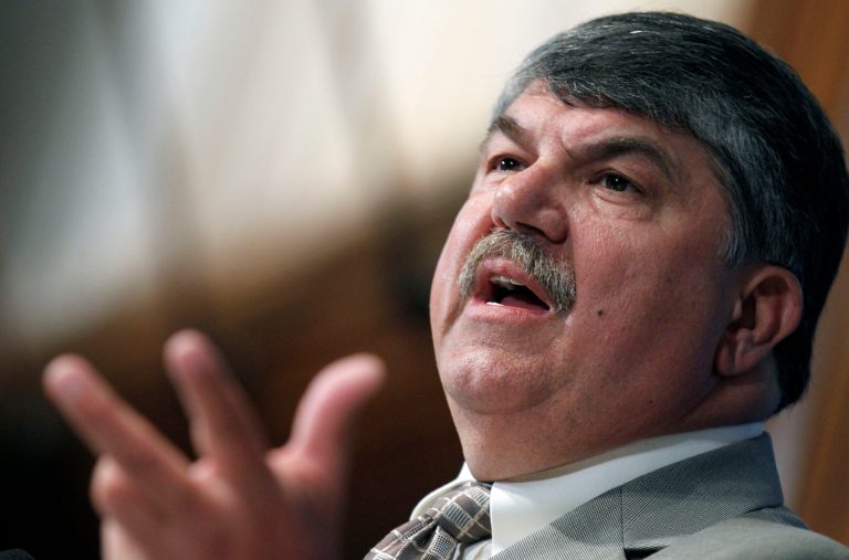 AFL-CIO President Richard Trumka speaks during a luncheon at the National Press Club Friday, May 20, 2011 in Washington. (AP Photo/Alex Brandon)