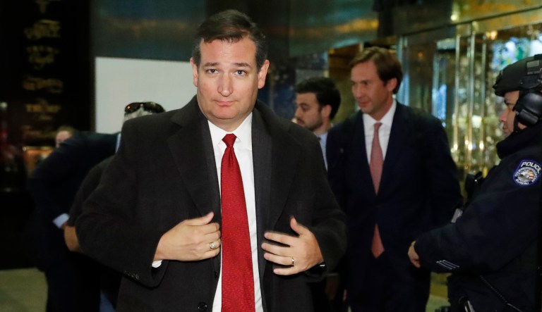 Sen. Ted Cruz, R-Texas, posted a picture of one of the encrypted letters used by the Zodiac Killer as part of a light-hearted Twitter exchange with Nebraska Republican colleague Sen. Ben Sasse. (AP Photo/Carolyn Kaster)