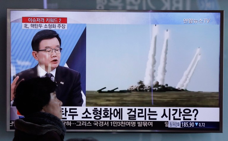 South Korea says the missile flew 500 miles before crashing off the North's east coast. (AP Photo/Ahn Young-joon)