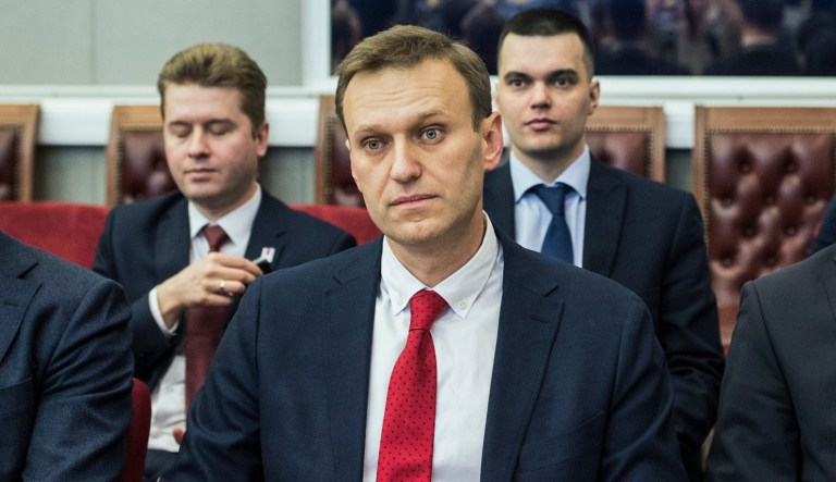 Alexei Nalvany and his supporters have said court cases against him are a ploy to keep him from being elected. (Evgeny Feldman/Navalny Campaign via AP)
