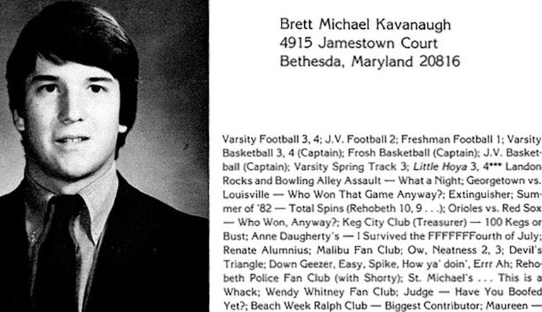 Woman furious with Brett Kavanaugh’s ‘Renate Alumnius’ listing in high school yearbook
