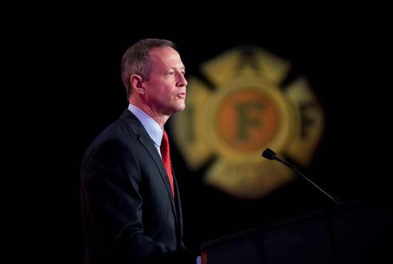 Former Maryland Gov. Martin O'Malley speaking at the International Association of Firefighters (IAFF) Legislative Conference and Presidential Forum in Washington, Tuesday, March 10, 2015. (AP Photo/Pablo Martinez Monsivais)