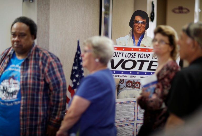 People in line when polls closed were allowed to vote. (AP Photo)
