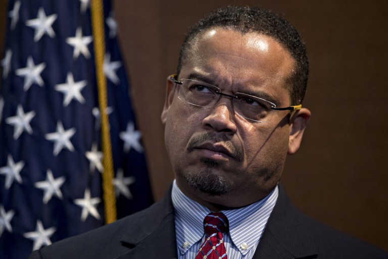 Rep. Keith Ellison, D-Minn., said some of his past comments defending National of Islam leader Louis Farrakhan were made when he was a student. (Andrew Harrer/Bloomberg)