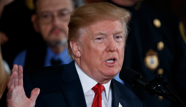 President Trump did not answer when a reporter asked if he would pardon Paul Manafort, his former campaign manager. (AP Photo/Evan Vucci)