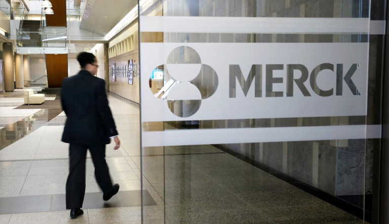 Shares of pharmaceutical giant Merck rose slightly Monday morning after President Trump slammed high drug prices in response to the company's CEO resigning from the White House's manufacturing council. (AP Photo/Mel Evans)