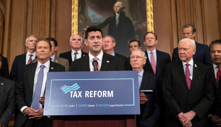 Speaker of the House Paul Ryan, R-Wis., speaks at a press conference on tax reform. (AP Photo/J. Scott Applewhite)