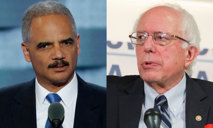 A list of potential vice presidential candidates for Hillary Clinton included former Attorney General Eric Holder and campaign rival Bernie Sanders. (AP Photos)
