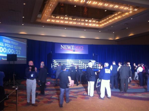 Empty room at Newt’s election night HQ