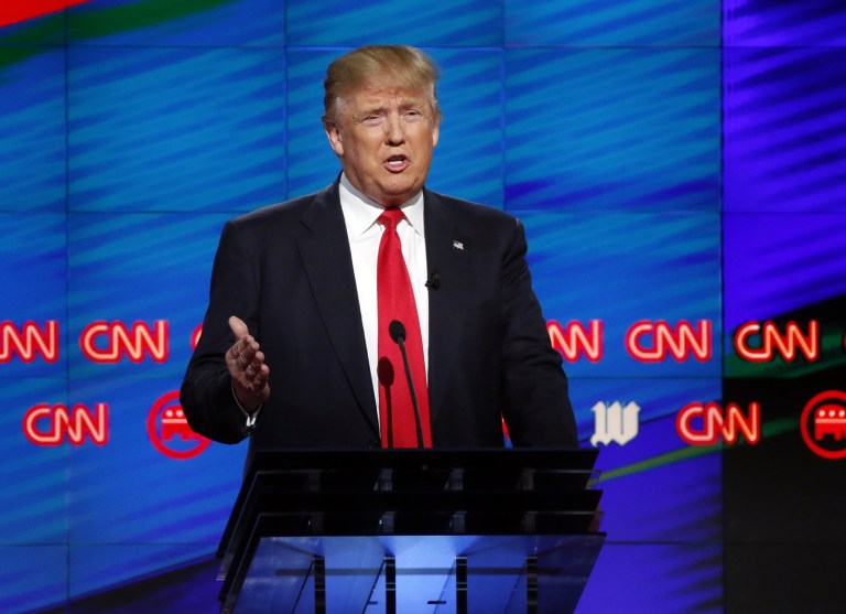 Republican presidential candidate Donald Trump said the Republican Party should axe its final scheduled debate in Salt Lake City on March 21. (AP Photo/Wilfredo Lee)