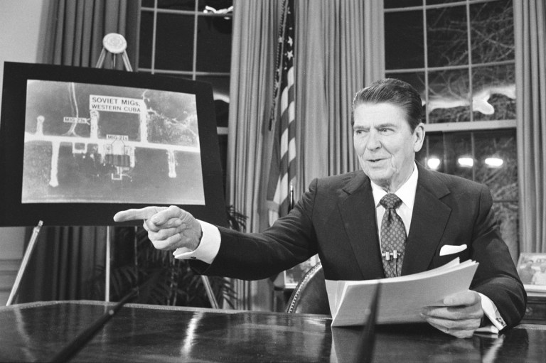 President Reagan addresses the nation in March 1983.