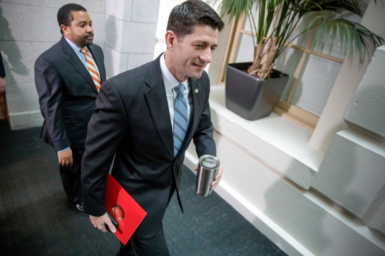 House Speaker Paul Ryan headed to the White House on Friday to update President Trump on the status of the Obamacare repeal bill vote. (AP Photo/J. Scott Applewhite)