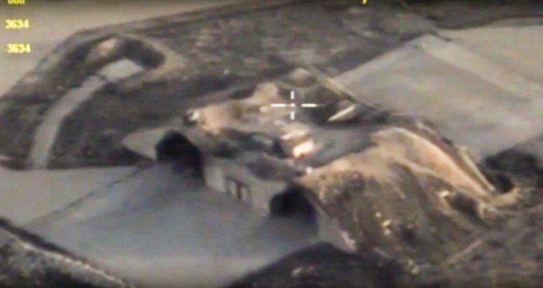 The military officials told reporters at the Pentagon that they informed the Russians prior to the attack. (Russian Defense Ministry Press Service Photo via AP)