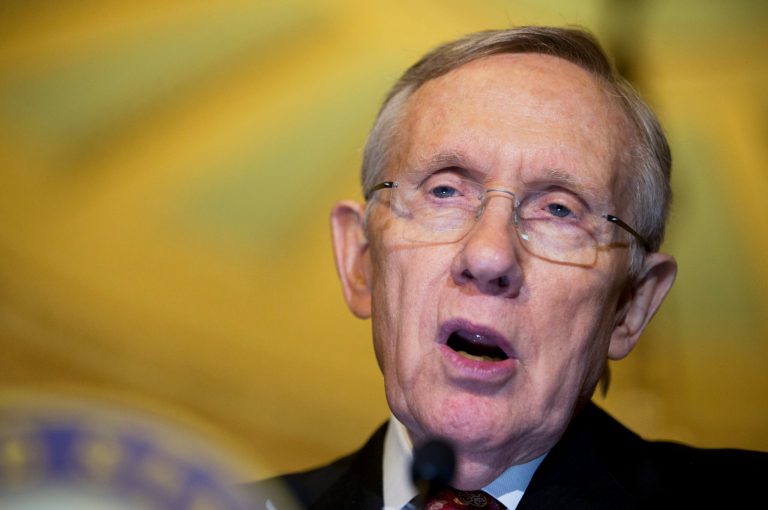 Senate Majority Leader Sen. Harry Reid, D-Nev., speaks to the media on Capitol Hill in Washington, Tuesday, Nov. 19, 2013.      (AP Photo/Manuel Balce Ceneta)
