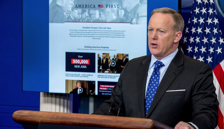 The State Department plans on working through the Swedish Embassy in North Korea to free four Americans being held by Kim Jong Un's regime, White House press secretary Sean Spicer said. (AP Photo/Andrew Harnik)