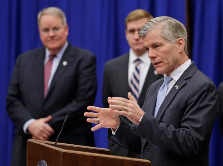 Virginia Gov. Bob McDonnell gestures during a news conference announcing his new mental health initiatives at the Capitol in Richmond, Va., on Dec. 10.  McDonnell is proposing more than $38 million in state funding over the next two-year budget cycle for critical mental health services. (AP Photo/Steve Helber)
