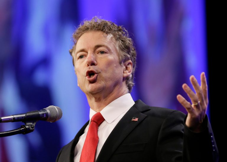 In this May 16, 2015 file photo, Republican presidential candidate Sen. Rand Paul speaks in Des Moines, Iowa. Paul vowed on Monday to 