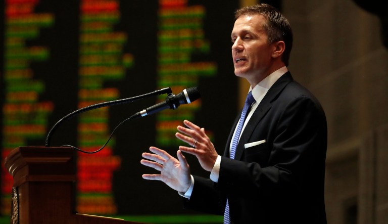 Missouri Gov. Eric Greitens and his wife characterized the governor's adultery as an incident in their past that they have dealt with. (AP Photo/Jeff Roberson)