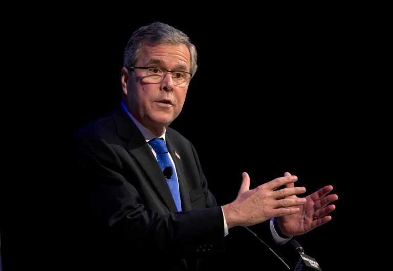 Former Florida Gov. Jeb Bush speaks at a Economic Club of Detroit meeting in Detroit Wednesday, Feb. 4, 2015. (AP Photo/Paul Sancya)