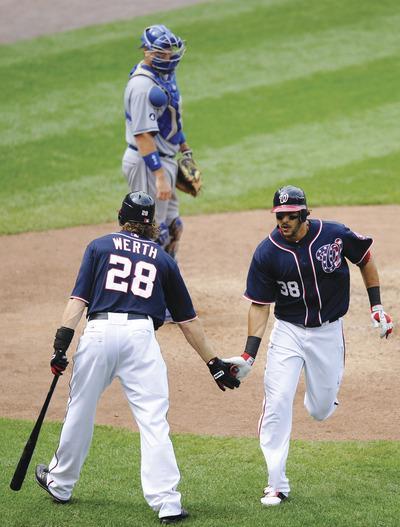 Nick Wass/AP
Jayson Werth and Michael Morse each homered as part of the Nationals'four-run first inning on Monday.
