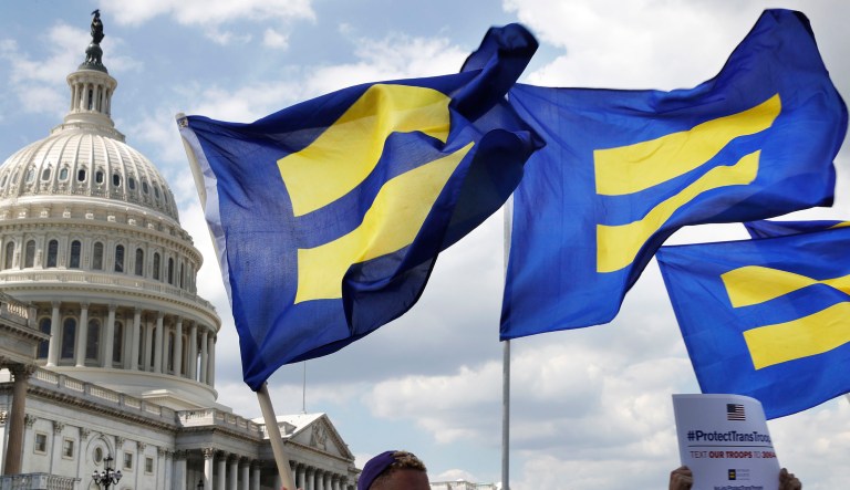 Last month, President Trump tweeted that he did not think transgenders should be allowed in the military. A month later, he formalized that idea and in response, the ACLU has sued Trump on behalf of several transgender military people, saying his ban violates the equal protection and due process clauses of the Constitution. (AP Photo/Jacquelyn Martin)