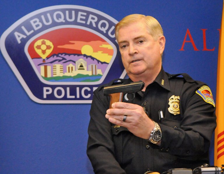 Albuquerque Police Department Chief Gorden Eden said in a statement he was promoting two Albuquerque commanders to the newly created rank of major in response to a harsh U.S. Justice Department report that was critical of Albuquerque police's use of excessive force and demanded the agency adopt a number of reforms. (AP Photo/Albuquerque Journal, Jim Thompson)