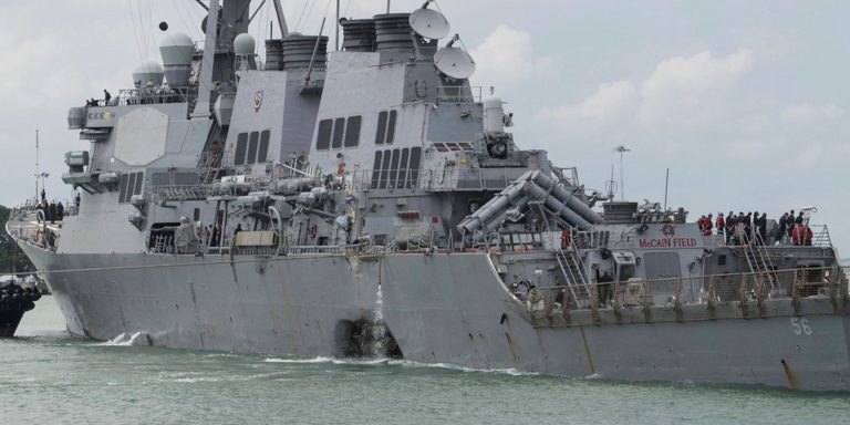 Of the four collisions this year, two have been deadly, including when the USS Fitzgerald collided with another commercial ship, killing seven sailors, on June 17. (Mass Communication Specialist 2nd Class Joshua Fulton/U.S. Navy via AP)
