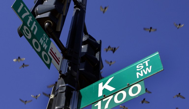 K Street, long known as a shorthand for the moneyed lobbyists who influence Washington, D.C., is becoming increasingly spooked by the indictment of Paul Manafort and Rick Gates for failing to register under the Foreign Agents Registration Act. (AP Photo/Charles Dharapak, File)