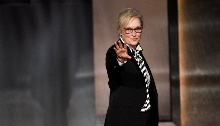 With awards show season around the corner, the actress is now the target of an anonymous street artist's campaign to underscore her alleged enabling of Harvey Weinstein. (Photo by Chris Pizzello/Invision/AP)