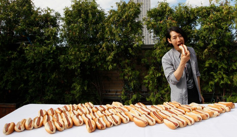By asking a different question, Takeru Kobayashi redefined the problem of winning a hot dog eating contest and found a solution far superior to any of his competitors. (AP Photo/Mary Altaffer)