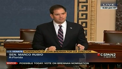 Sen. Marco Rubio joins Rand Paul filibuster: ‘Keep some water near nearby. Trust me.’