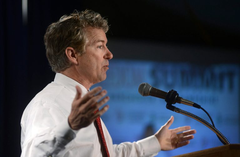 Sen. Rand Paul, R-Ky., speaks at the Freedom Summit in Manchester, N.H. (Photo by Darren McCollester/Getty Images)