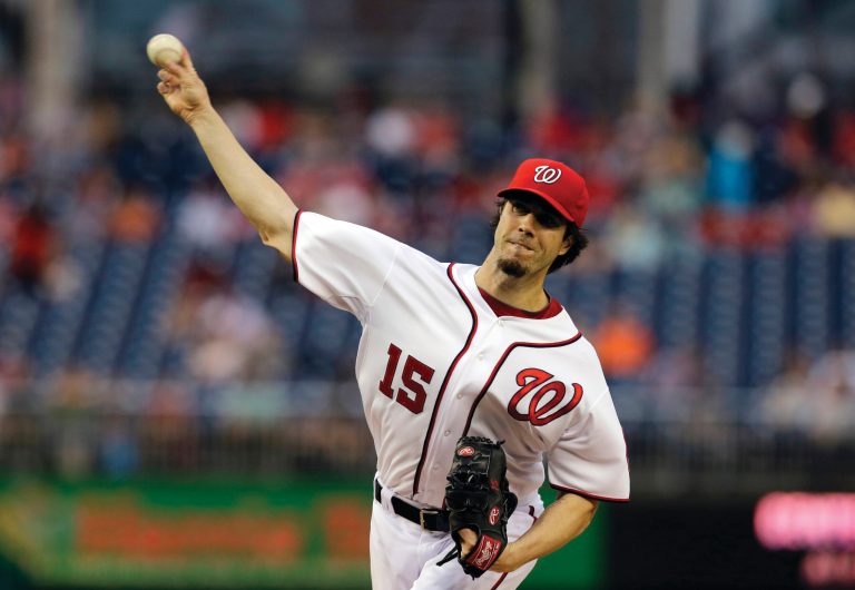 Alex Brandon/AP
Nationals starter Dan Haren has given up five home runs through his first three starts and has an 8.10 ERA on the season.