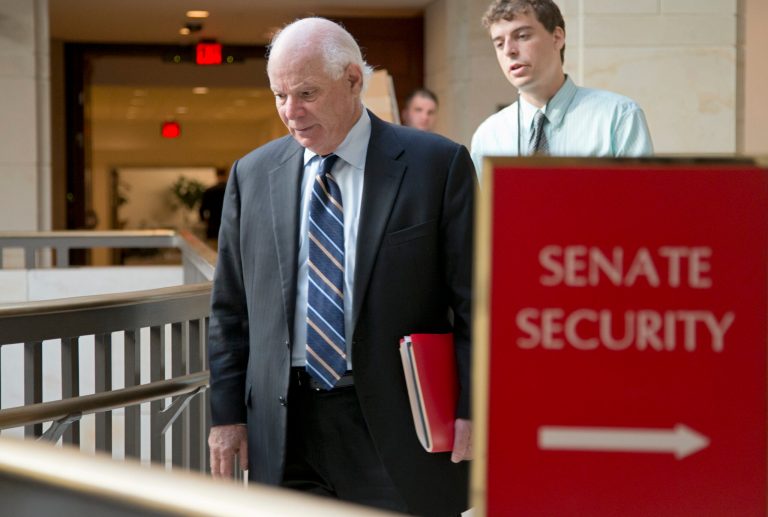 Sen. Ben Cardin, D-Md., a member of the Senate Foreign Relations Committee, walks to a closed-door briefing at the Capitol, in Washington, Wednesday, Sept. 4, 2013. (AP Photo/J. Scott Applewhite)