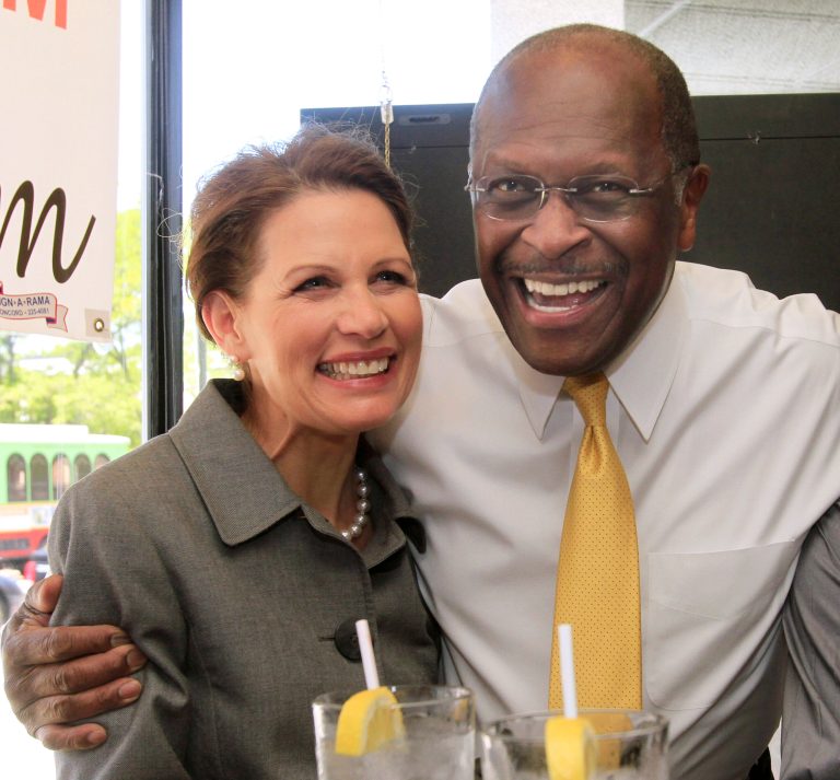 Both Rep. Michele Bachmann and fellow candidateÂ Herman CainÂ enjoyed moments when they seemed destined to clinch the 2012 GOPÂ presidentialÂ nomination, according to primary polling. (AP Photo/Jim Cole)