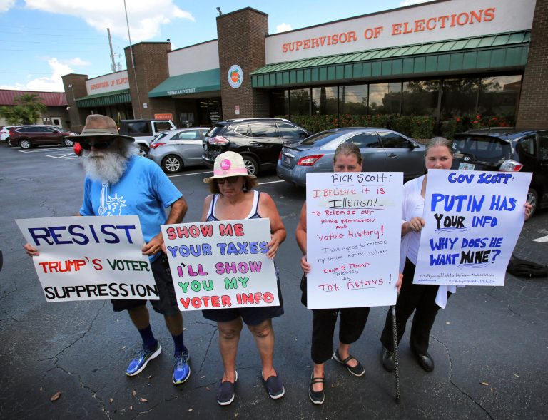 Most of the published comments criticized the voter fraud commission, as well as a request commission Vice Chair Kris Kobach, made to secretaries of state for publicly available voter roll data. (Joe Burbank/Orlando Sentinel via AP)