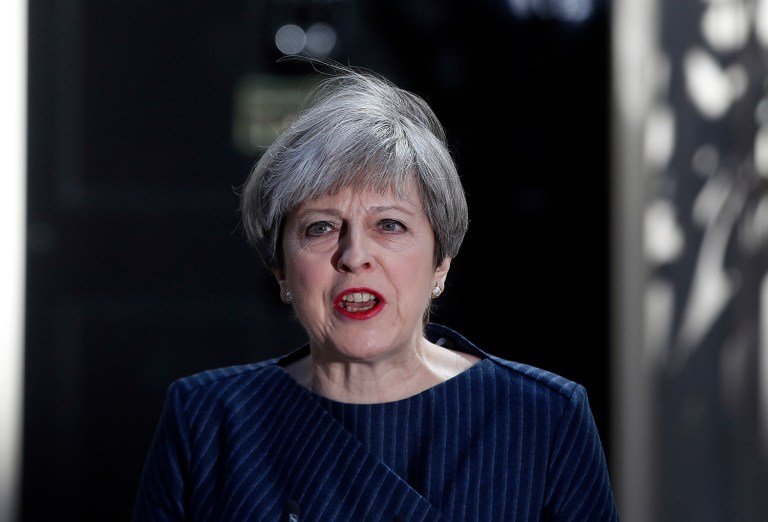 Britain's Prime Minister Theresa May announced she will seek early election on June 8. (AP Photo/Alastair Grant)