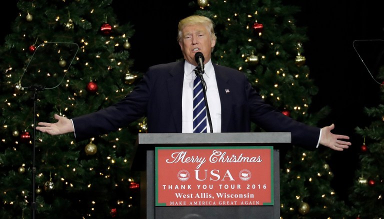 President-elect Trump's transition approval rating is lower than that of his predecessors, according to a poll released Wednesday. (AP Photo/Morry Gash)