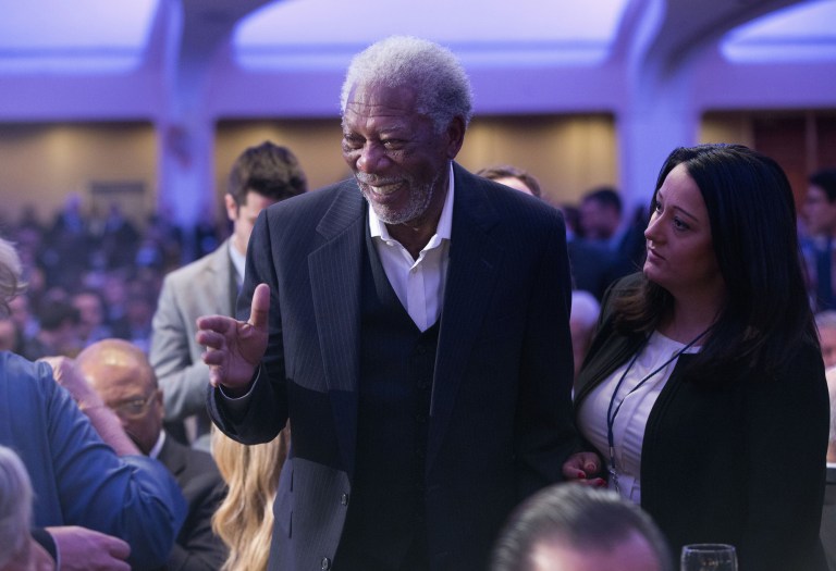 The White House press pool spotted Morgan Freeman leaving a D.C. restaurant at the same time as the president. (AP Photo/Pablo Martinez Monsivais)