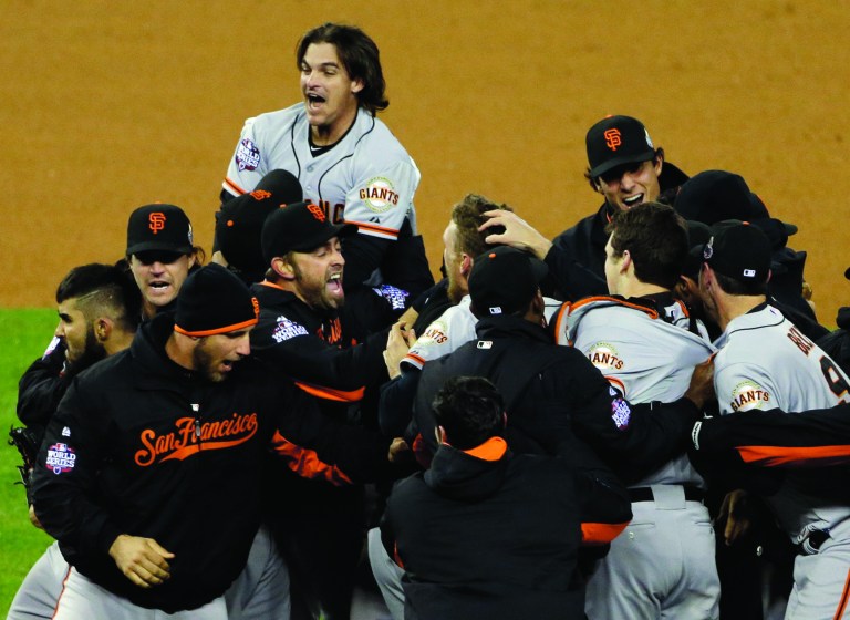 Paul Sancya/AP
The Giants completed a sweep of the Tigers on Sunday to win their second World Series in three years.