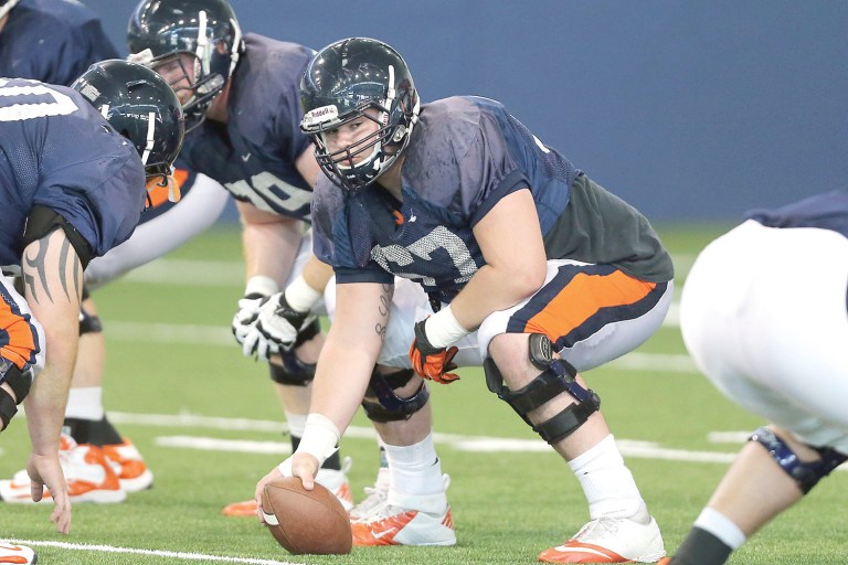 Photo courtesy of Virginia Athletics
Virginia center Jackson Matteo, who will be a redshirt freshman in the fall, has progressed from preferred walk-on status to a starting job in less than a year.