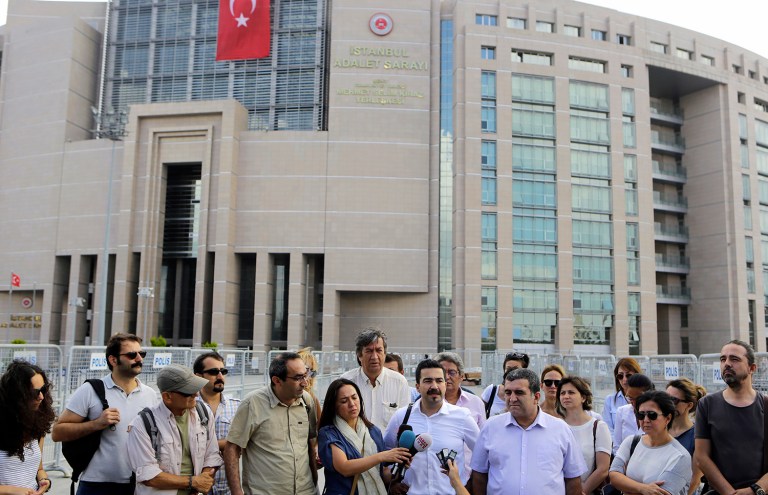 Turkey's government has shut down dozens of media outlets, including 45 newspapers and 16 TV stations, in response to a failed military coup two weeks ago, a state-run news agency reported Wednesday. (AP Photo/Petros Karadjias)