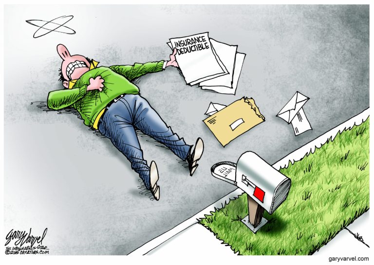 Editorial cartoon: Deductible pains