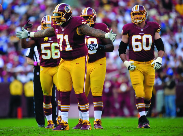 Cliff Owen/AP
Trent Williams (71) was one of four linemen to start every game for the Redskins, and the fifth -- Tyler Polumbus -- missed just one game with a concussion.