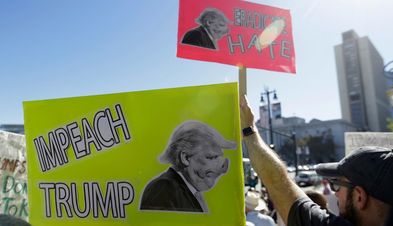 A group of House Democrats said there's enough evidence to impeach President Trump. (AP Photo/Jeff Chiu)